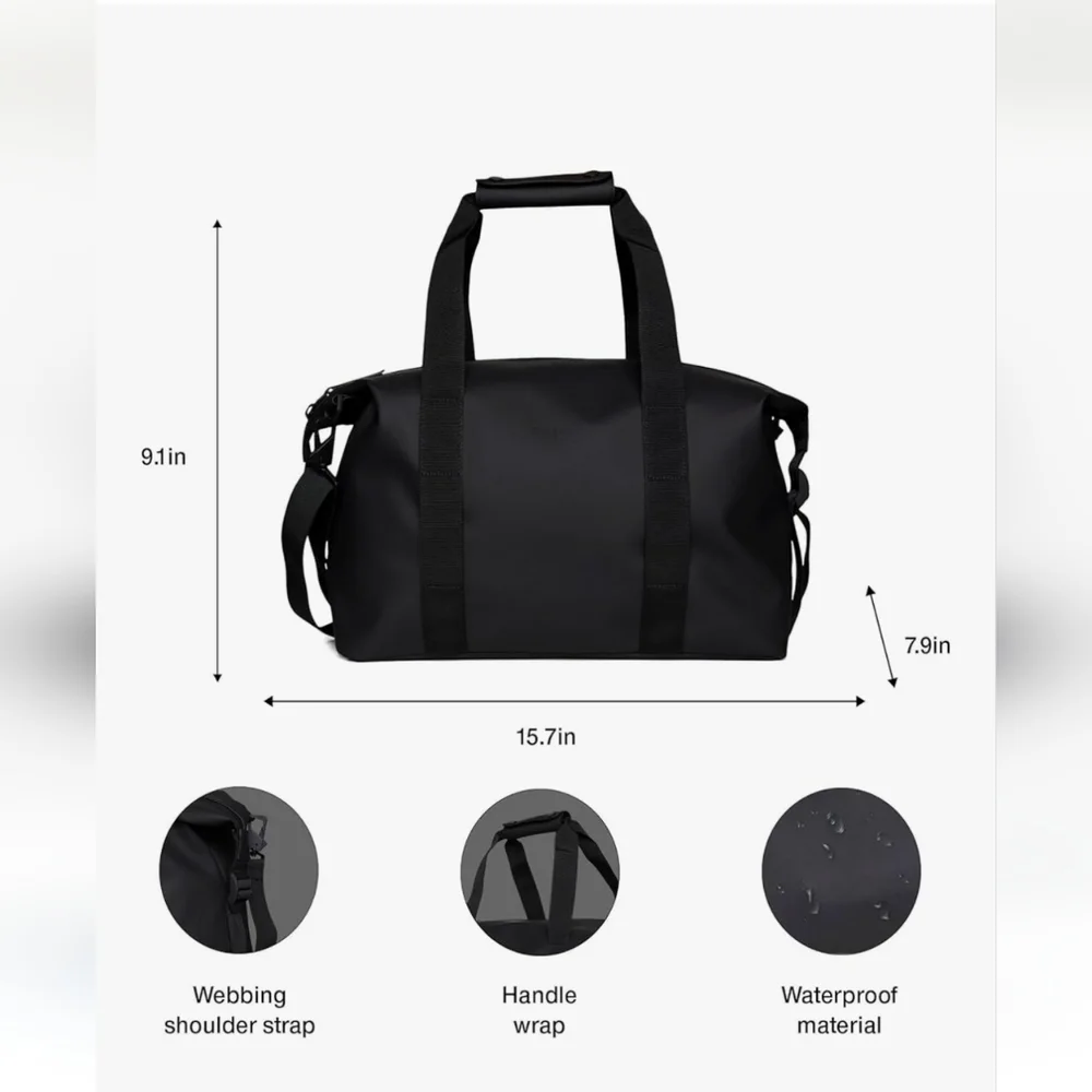 Rains Black Weekend Duffel Bag Unisex small